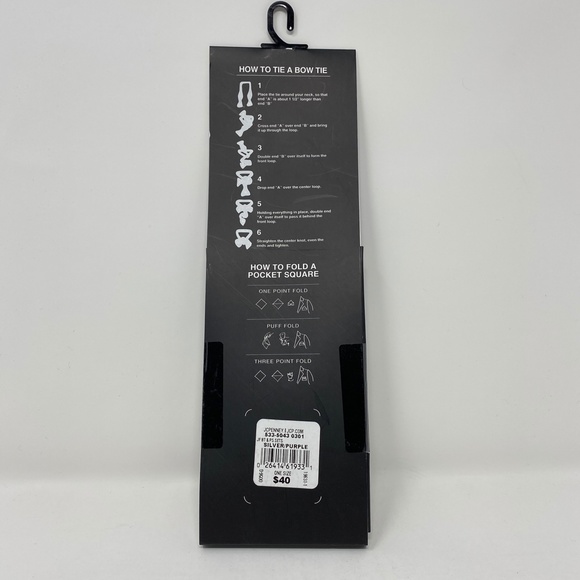 JF J. Ferrar Bow Tie & Pocket Square Combo - Picture 3 of 4